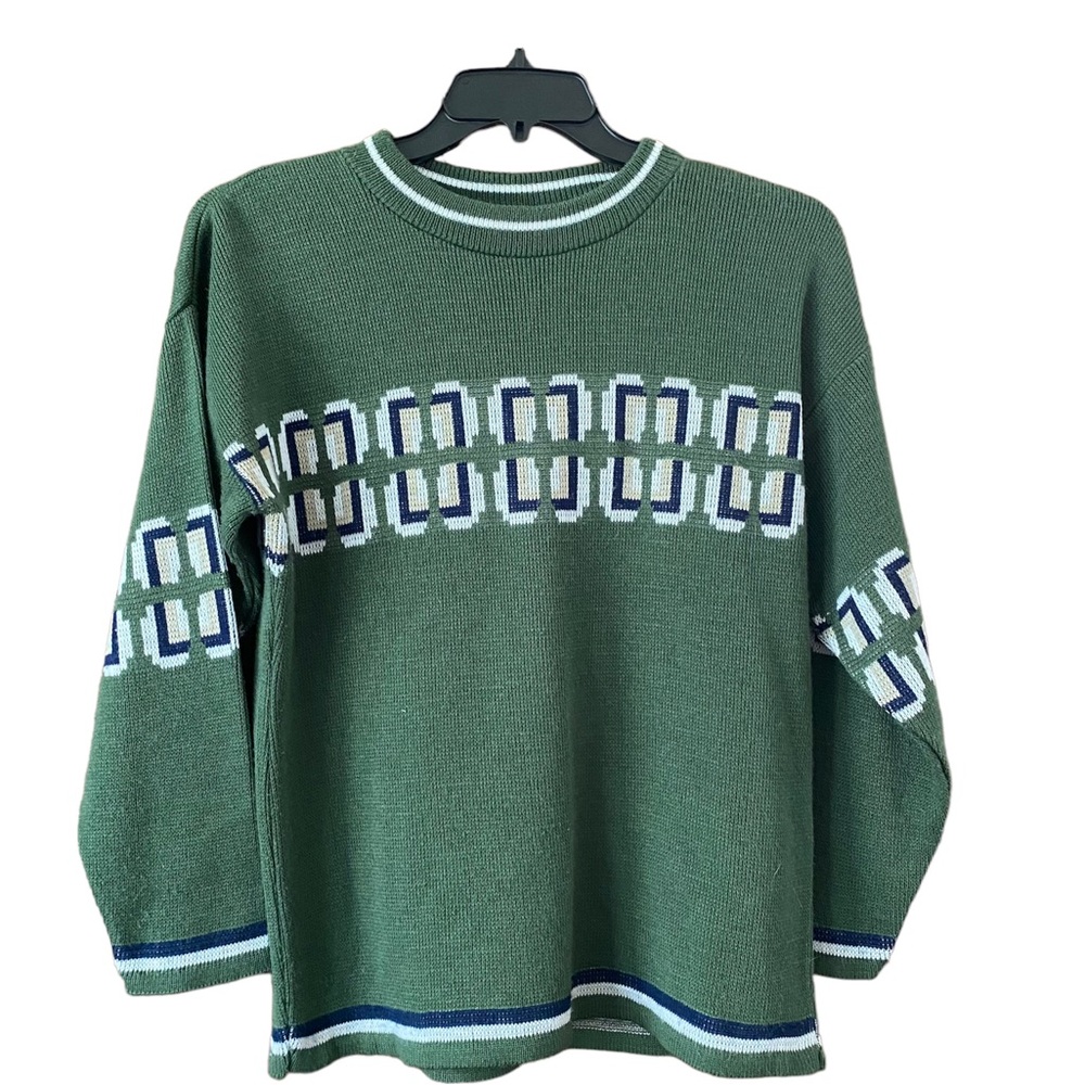 Vintage Reba Rose New York Green Knit Sweater Medium